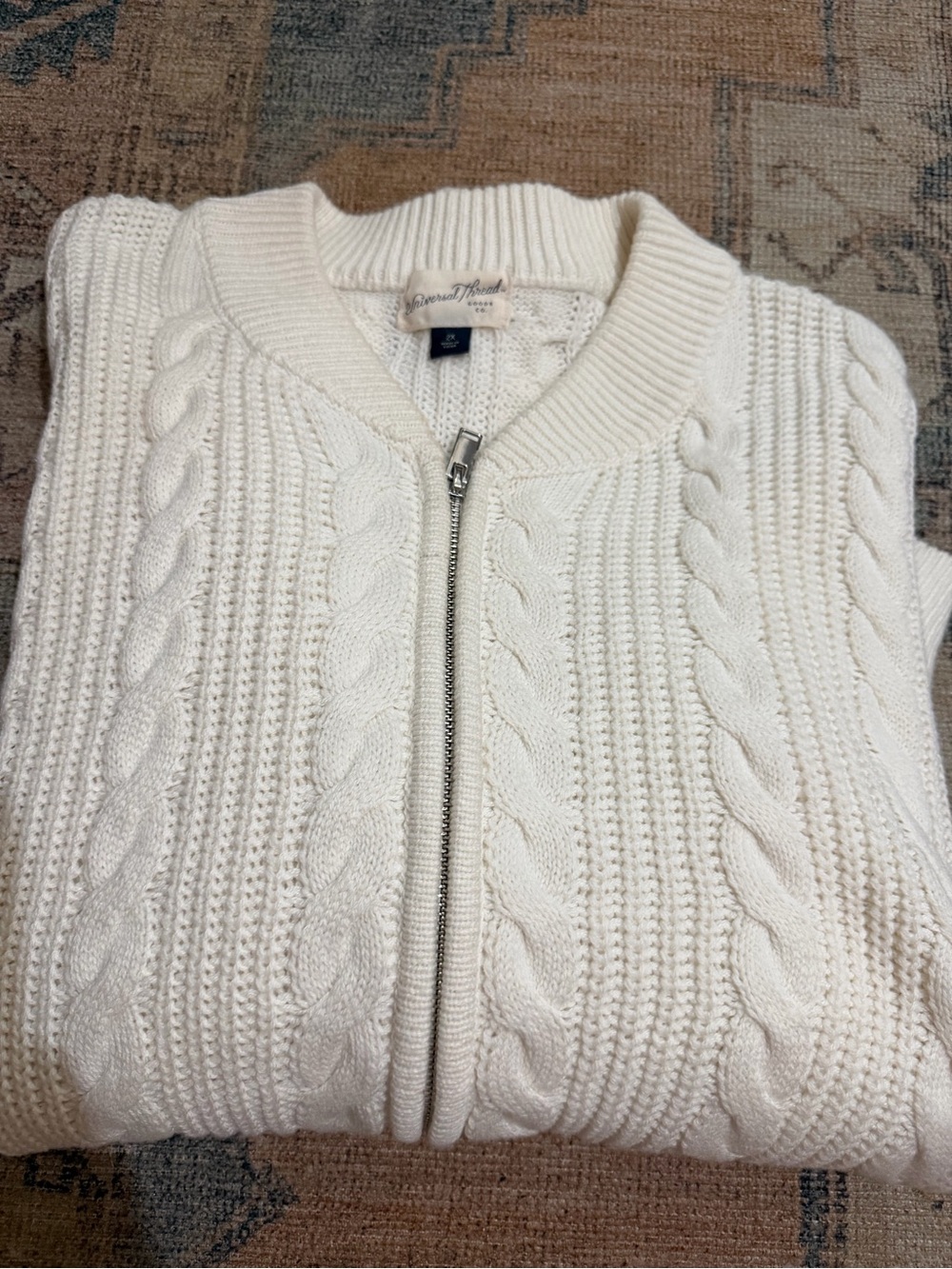 Universal Thread Cream Cable-Knit Zip Cardigan - Picture 3 of 3